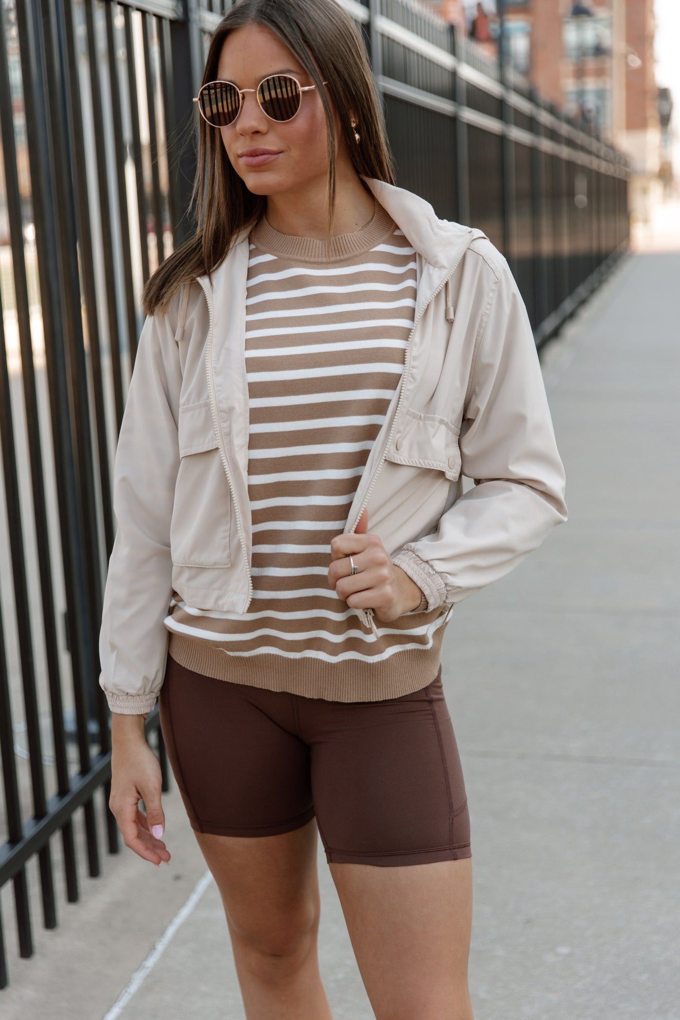 ALL THE THINGS BIKER SHORTS IN BROWN