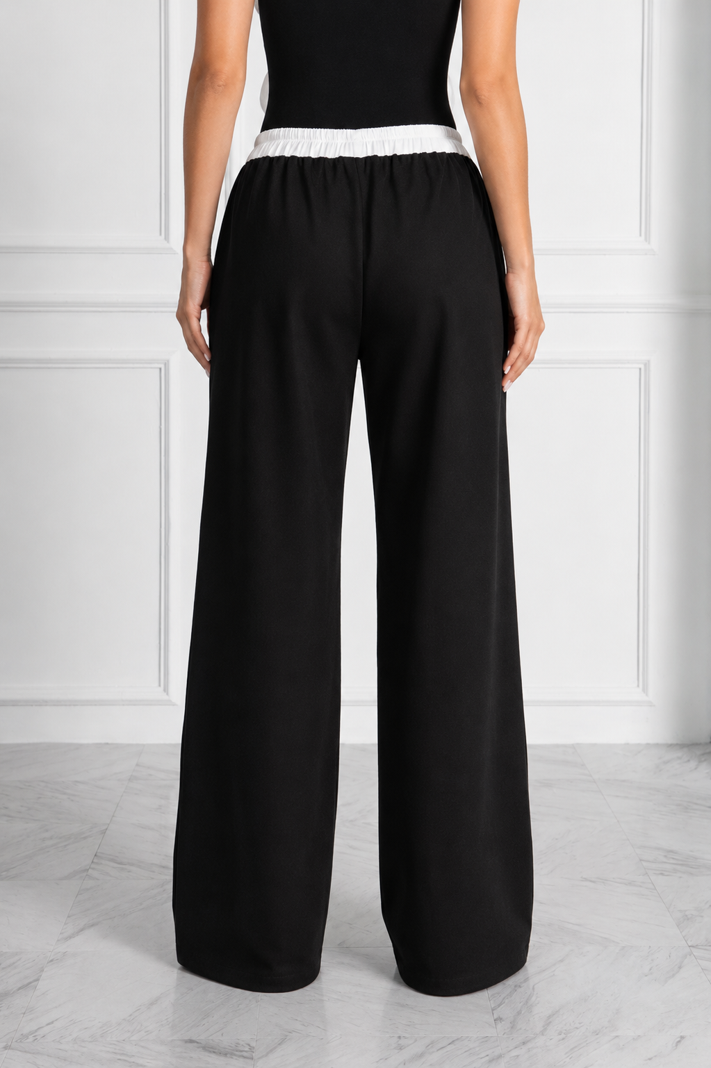 DAILY FORM CONTRAST BAND WIDE LEG PANTS
