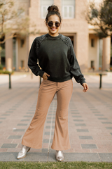 MILICA HIGH WAISTED CROP FLARE PANTS