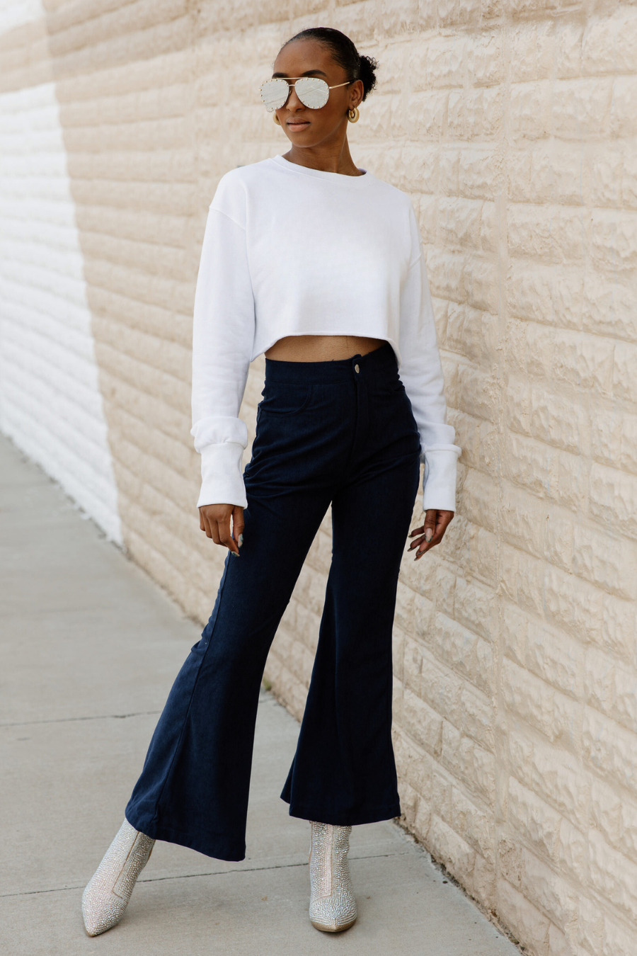 MILICA HIGH WAISTED CROP FLARE PANTS