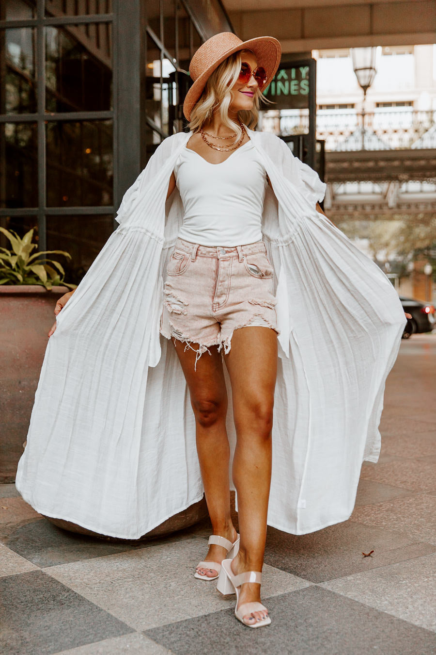 RILEY BUTTON DOWN MAXI KIMONO IN WHITE