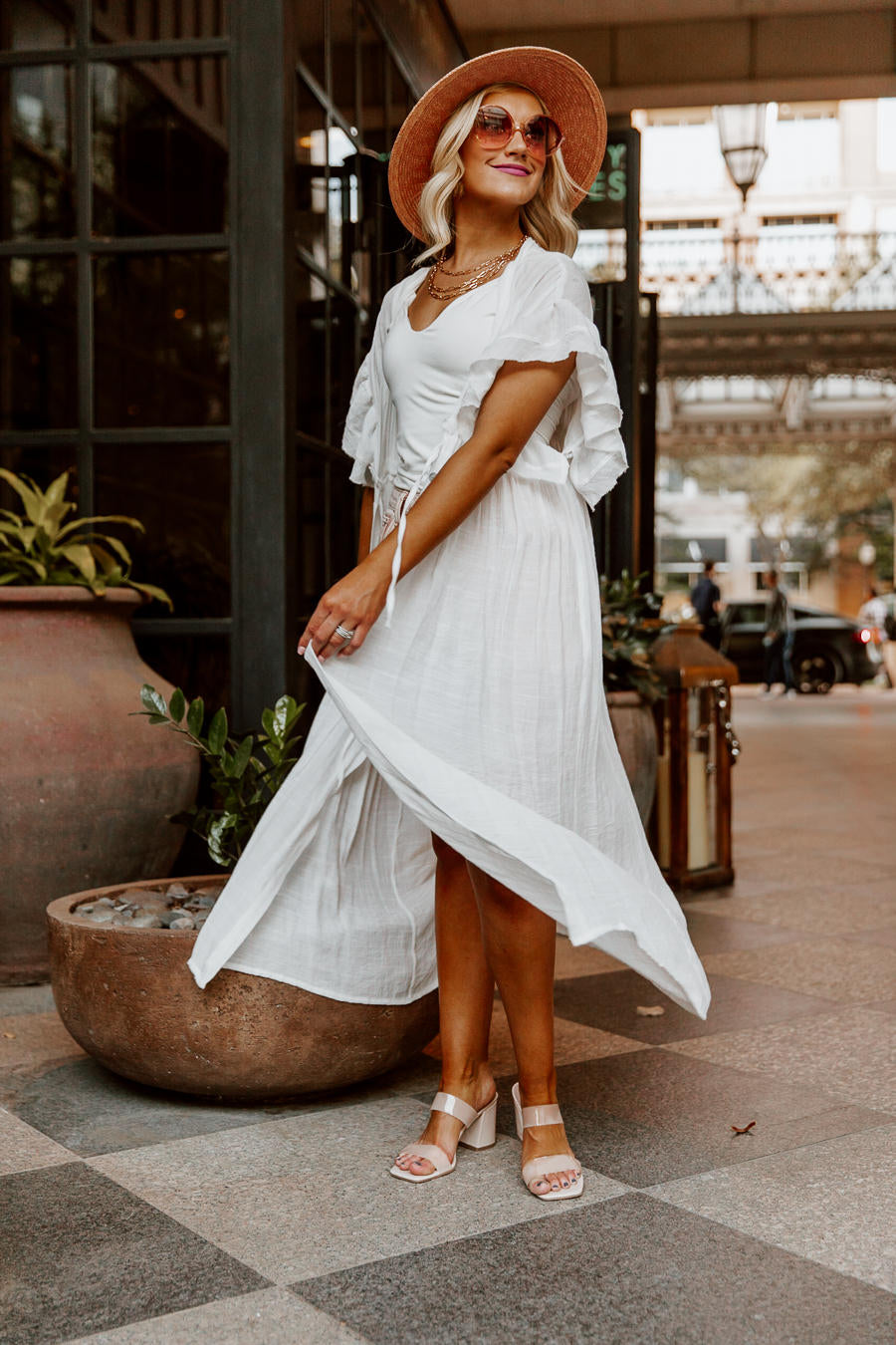 RILEY BUTTON DOWN MAXI KIMONO IN WHITE