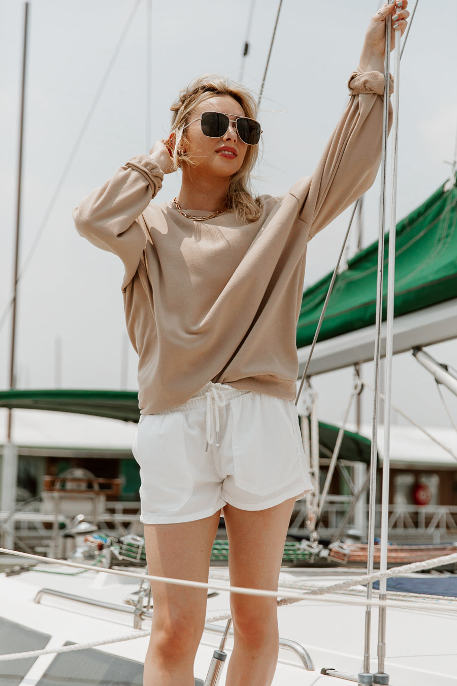 ON A WAVE ROPE DRAWSTRING TENCEL SHORTS