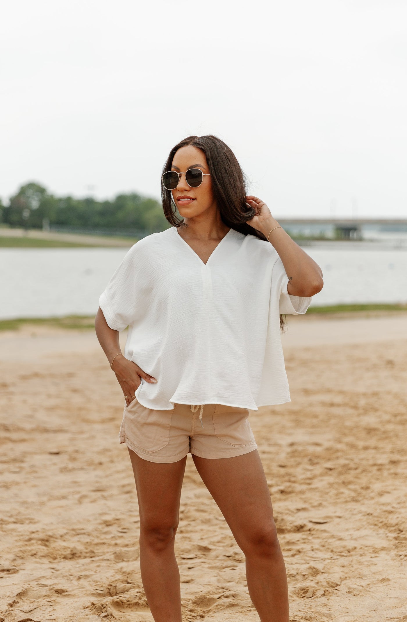 ON A WAVE ROPE DRAWSTRING TENCEL SHORTS