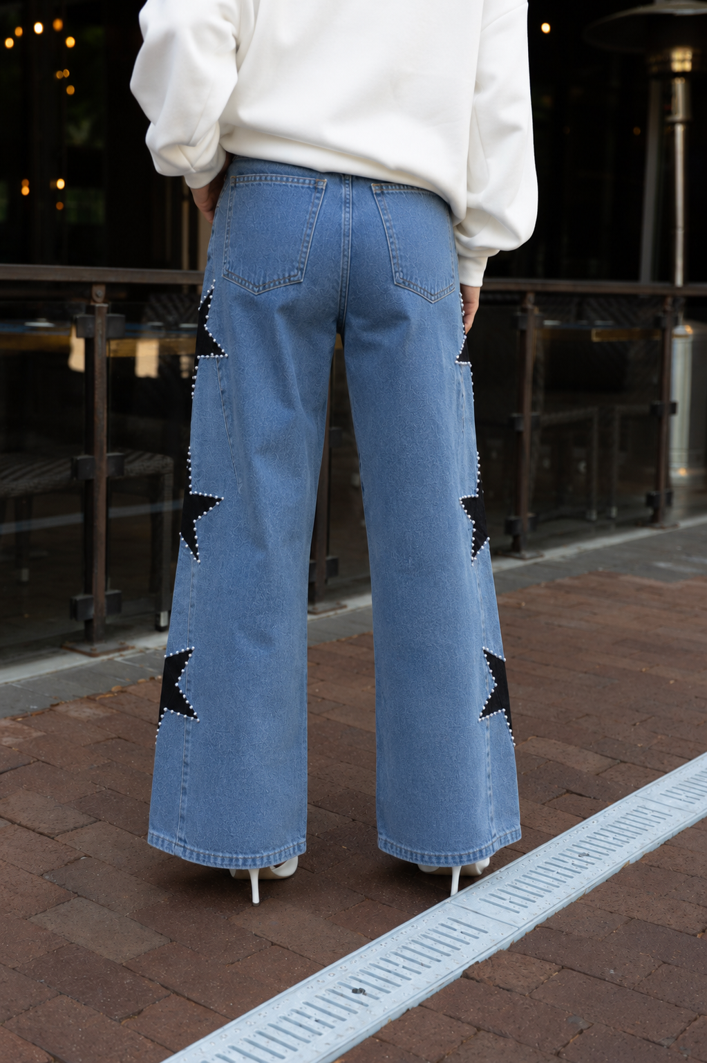 DEMI STAR TRIM WIDE LEG JEANS