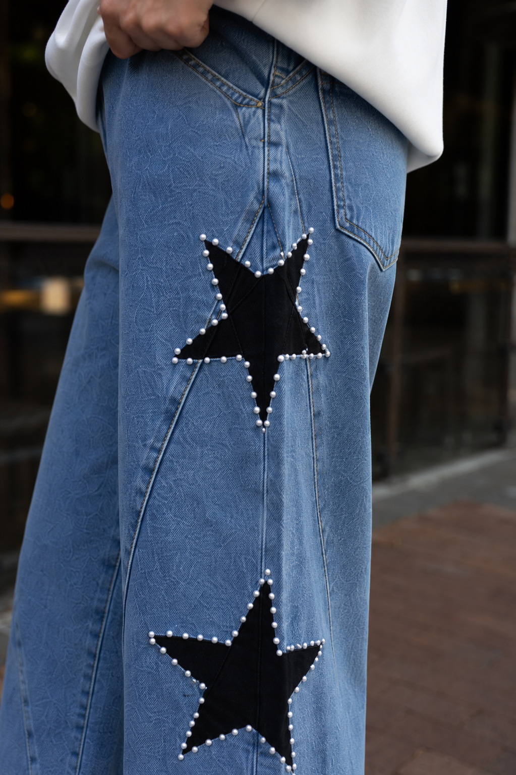 DEMI STAR TRIM WIDE LEG JEANS