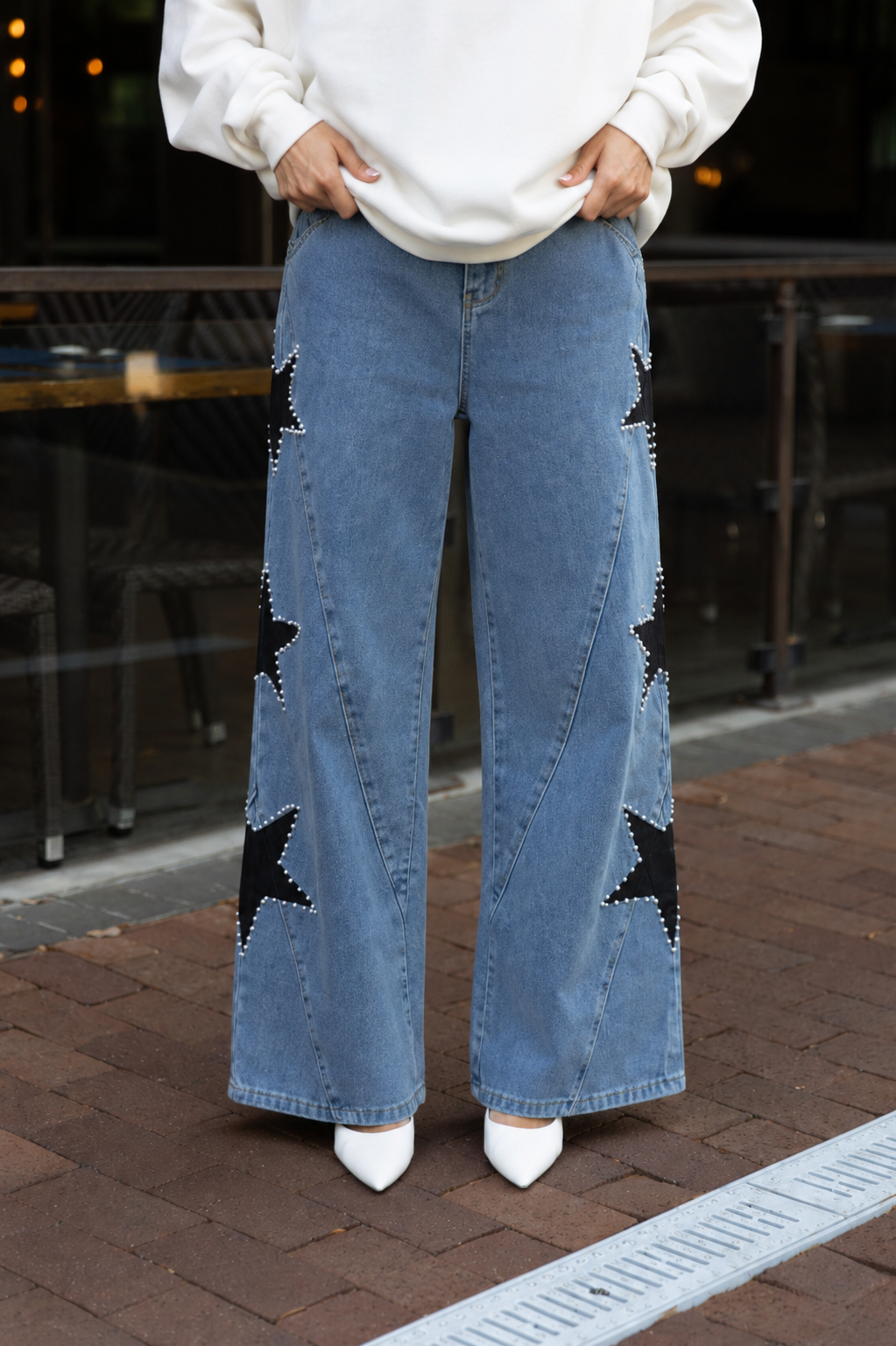 DEMI STAR TRIM WIDE LEG JEANS