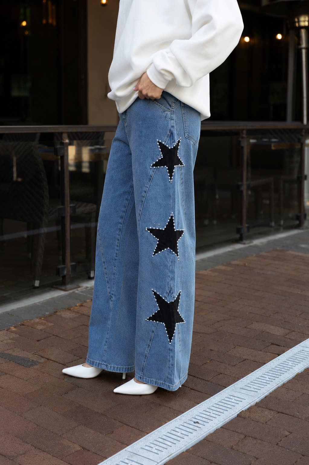 DEMI STAR TRIM WIDE LEG JEANS